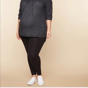 Maternity Plus Size - Black Overbelly Leggings 2X